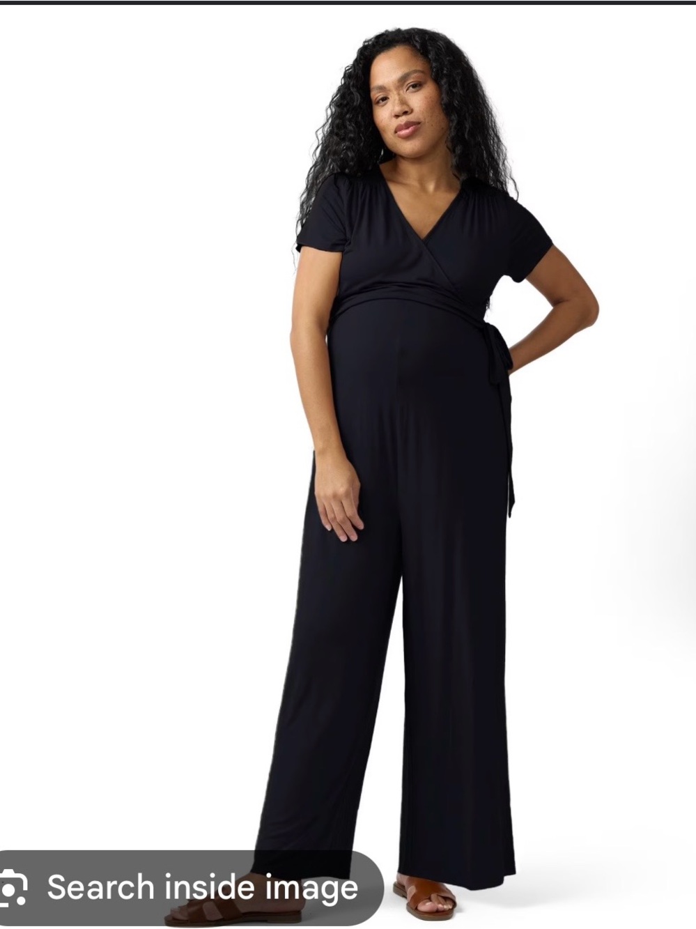 Maternity Black Wide-Leg Wrap Jumpsuit - Women